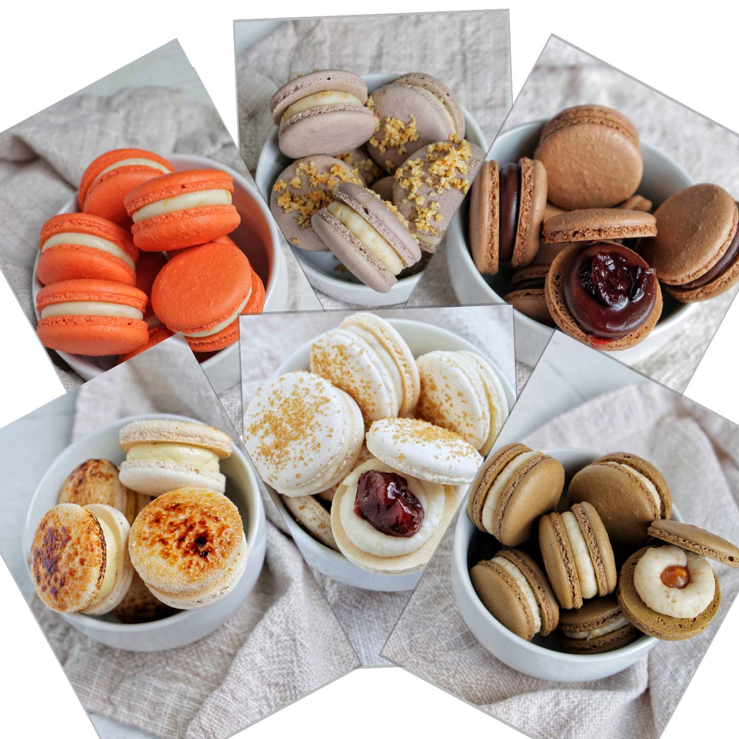 Six different Mother's Day themed macaron promo images.