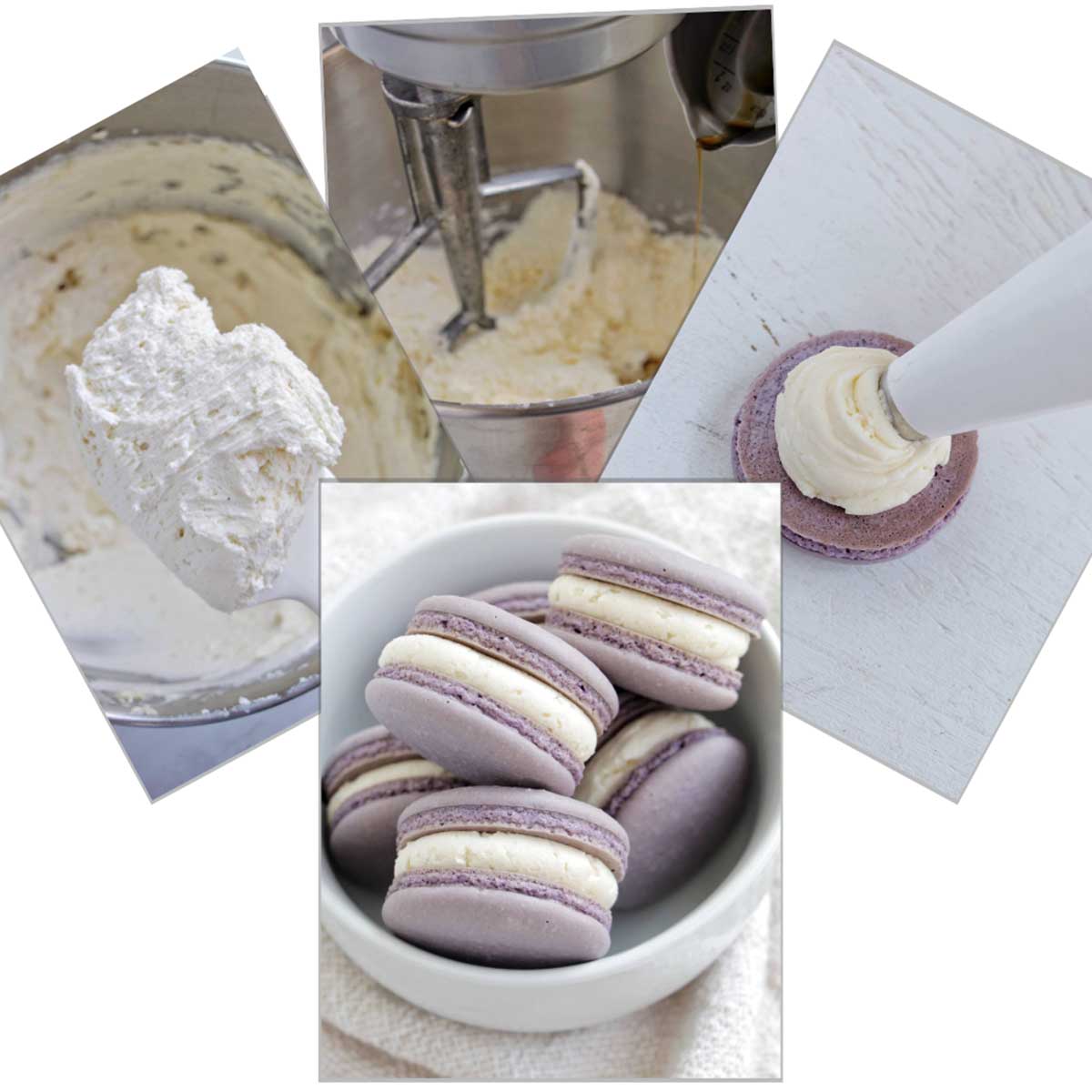 Various images of the stages of making shelf stable buttercream.