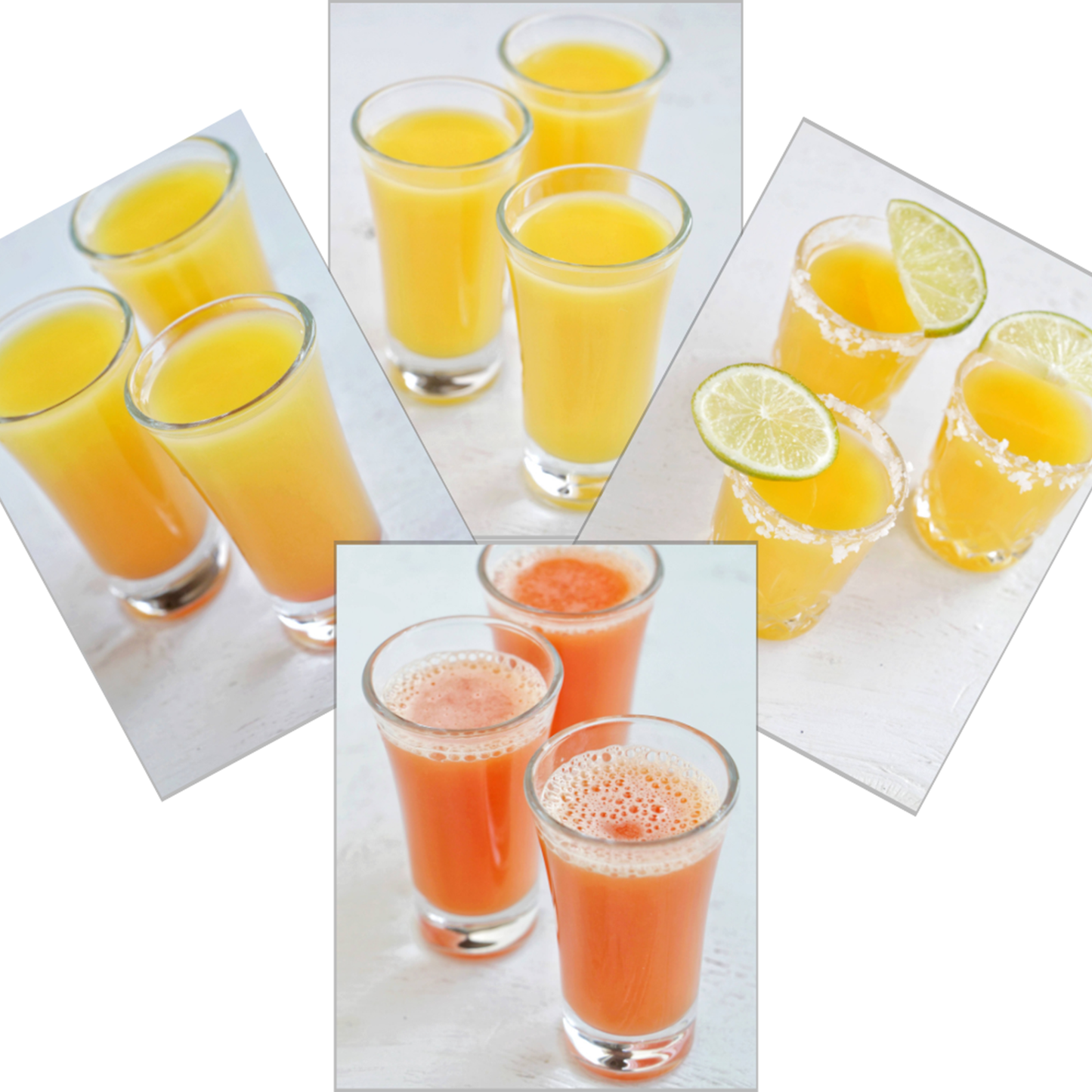 four orange colored shots