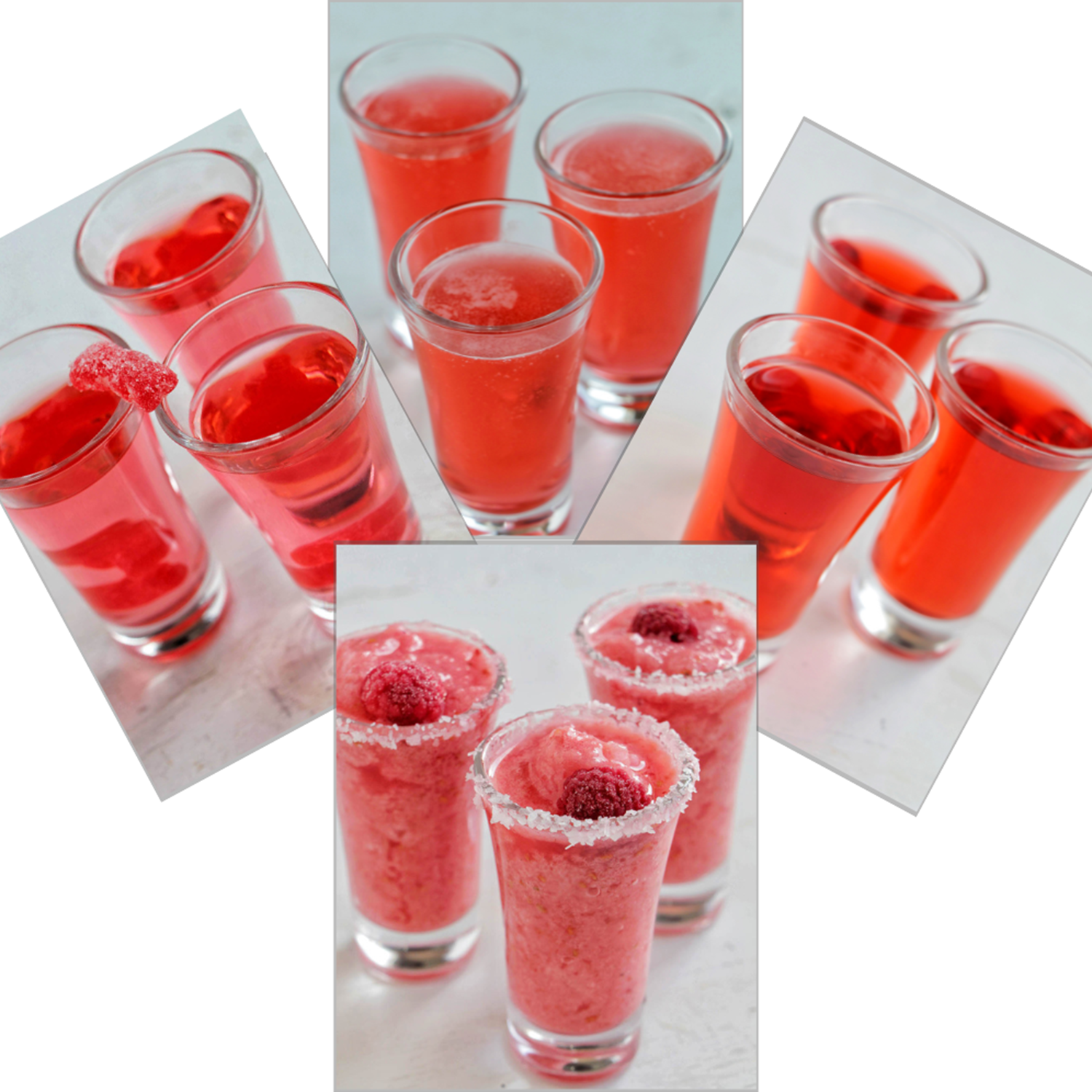 four red colored shots