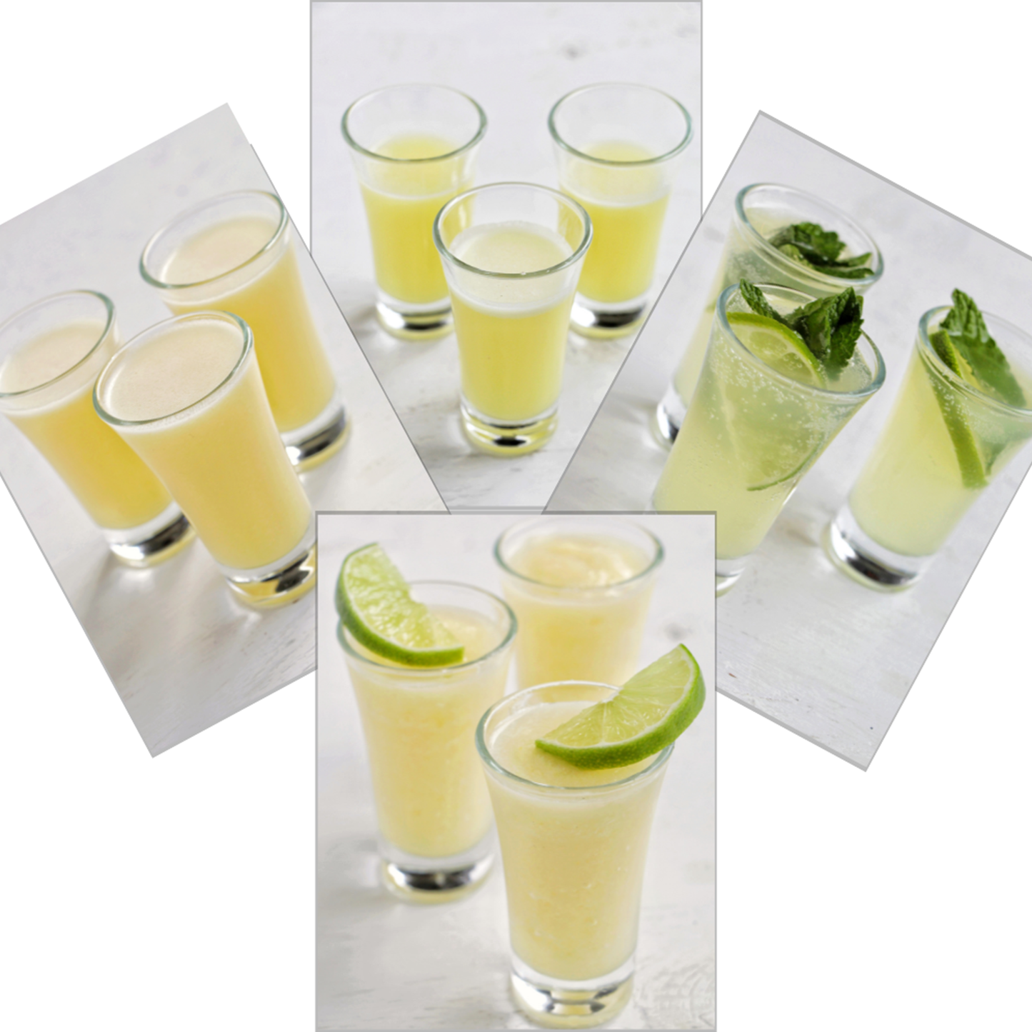 four yellow colored shots