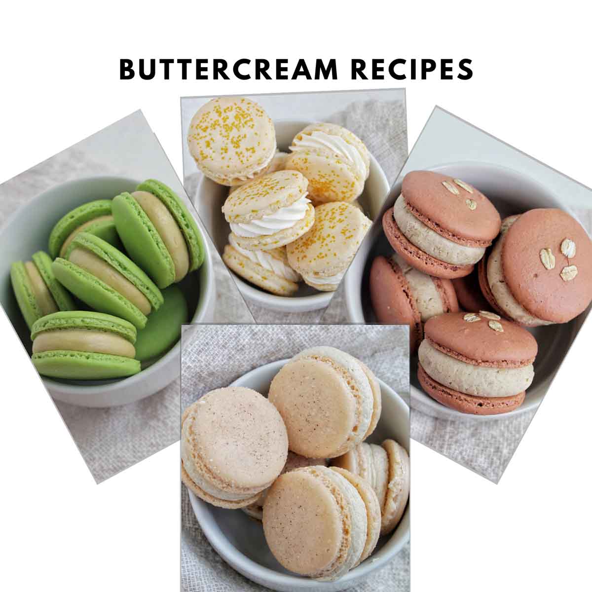 Various buttercream filled macarons.