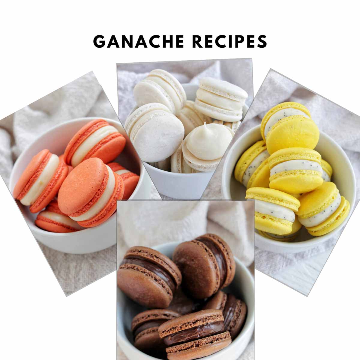 Various ganache filled macarons.